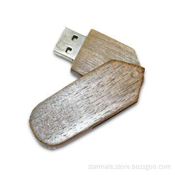 Swivel Wooden USB Flash Drive with 16GB Memory Capacity, Supports USB 1.1 and 2.0 Interface